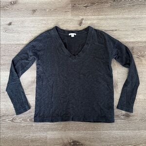 Standard James Perse Womens V Neck Long Sleeve T Shirt Sz 2 US Medium Gray